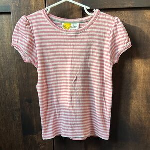 Mini Boden Pink and White Striped Tee